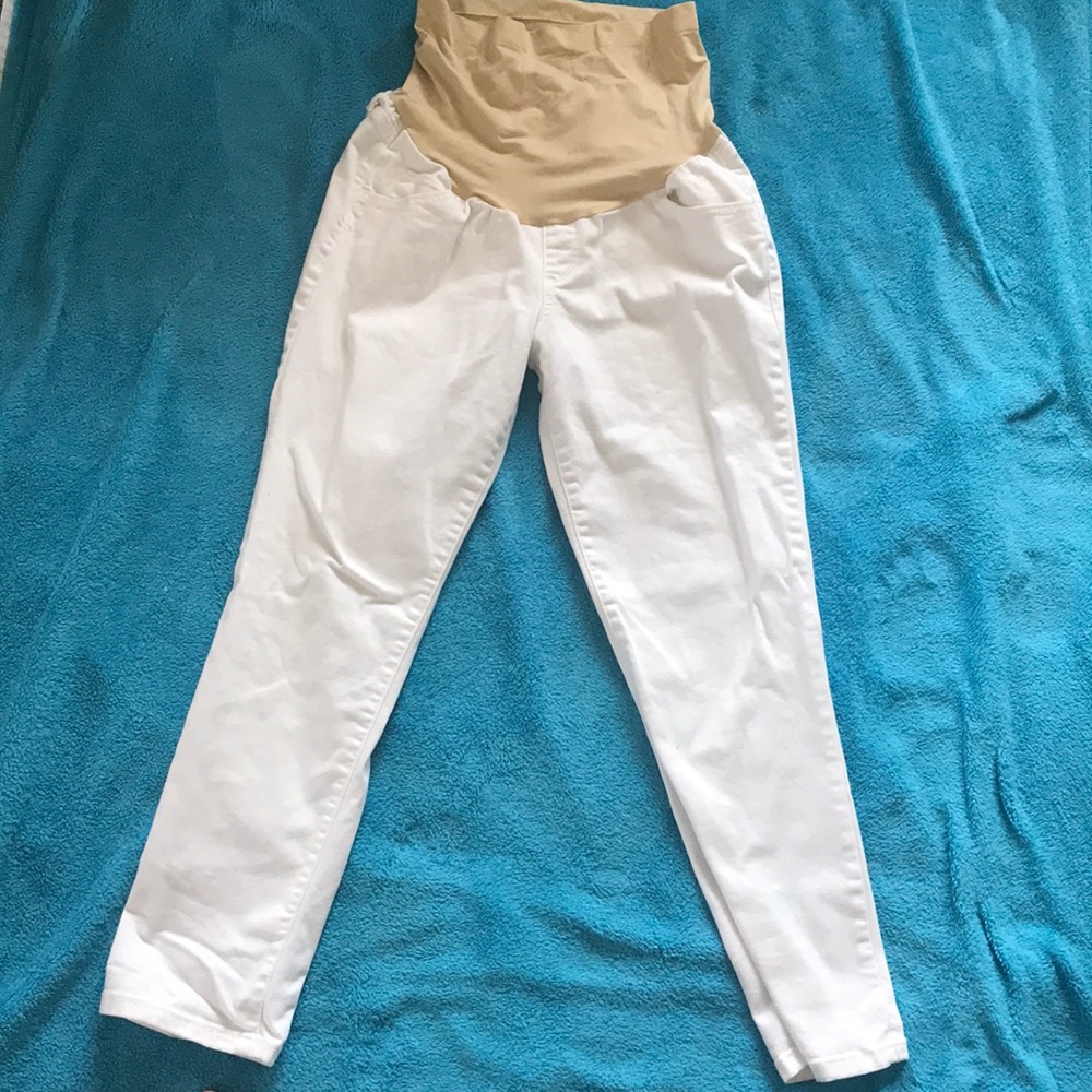 White maternity jeans